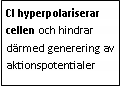 Text Box: Cl hyperpolariserar cellen och hindrar därmed generering av aktionspotentialer