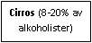 Text Box: Cirros (8-20% av alkoholister)