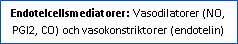 Text Box: Endotelcellsmediatorer: Vasodilatorer (NO, PGI2, CO) och vasokonstriktorer (endotelin)