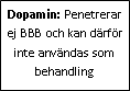 Text Box: Dopamin: Penetrerar ej BBB och kan därför inte användas som behandling