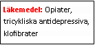 Text Box: Läkemedel: Opiater, tricykliska antidepressiva, klofibrater 